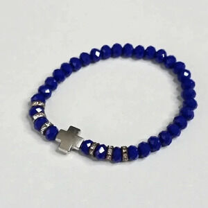 Blue Cross Bead Bracelet Fashion Jewelry NWT